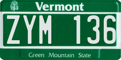 VT license plate ZYM136