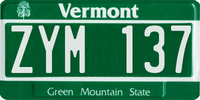 VT license plate ZYM137