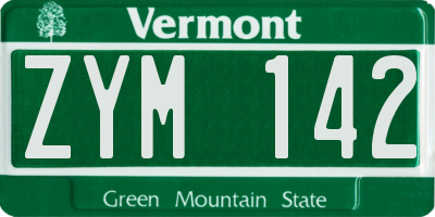 VT license plate ZYM142