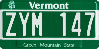 VT license plate ZYM147