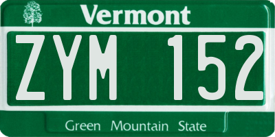 VT license plate ZYM152