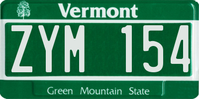 VT license plate ZYM154