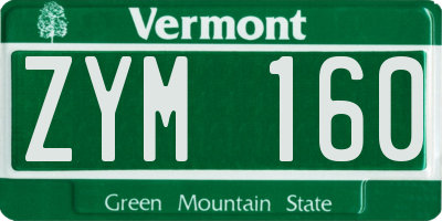VT license plate ZYM160