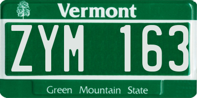 VT license plate ZYM163
