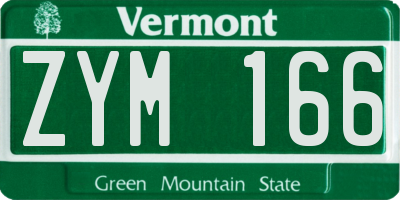 VT license plate ZYM166
