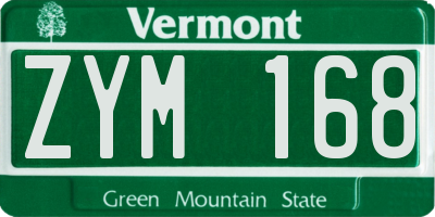 VT license plate ZYM168
