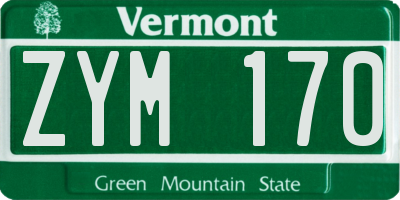 VT license plate ZYM170