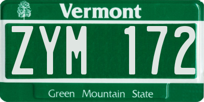 VT license plate ZYM172