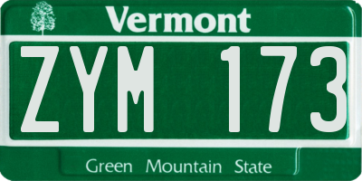 VT license plate ZYM173