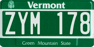 VT license plate ZYM178