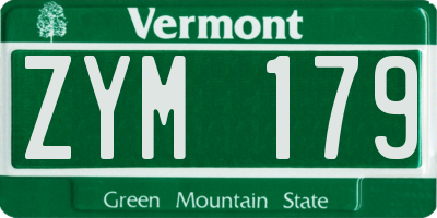 VT license plate ZYM179