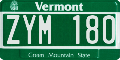 VT license plate ZYM180