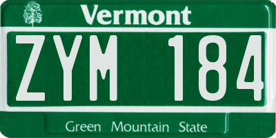 VT license plate ZYM184