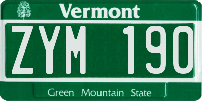 VT license plate ZYM190