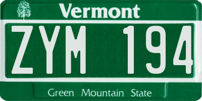 VT license plate ZYM194