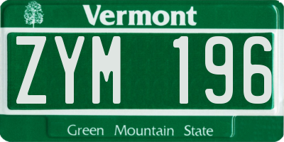 VT license plate ZYM196