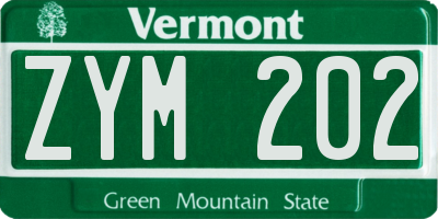 VT license plate ZYM202