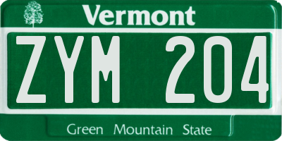 VT license plate ZYM204