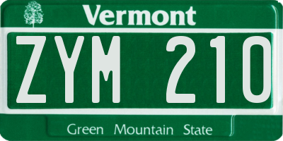 VT license plate ZYM210
