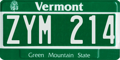 VT license plate ZYM214