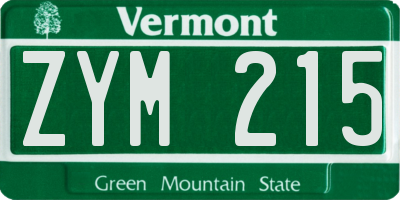VT license plate ZYM215