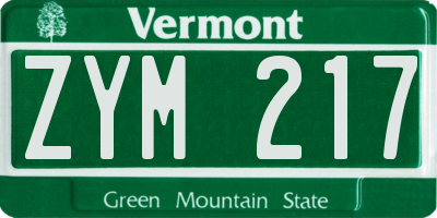 VT license plate ZYM217