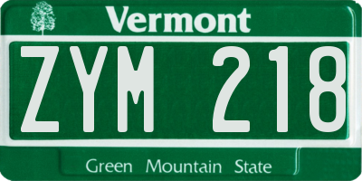 VT license plate ZYM218
