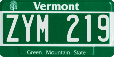 VT license plate ZYM219