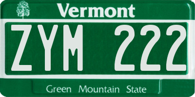 VT license plate ZYM222