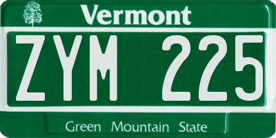 VT license plate ZYM225