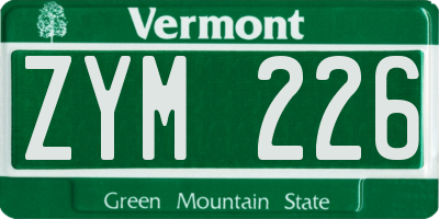 VT license plate ZYM226
