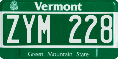 VT license plate ZYM228