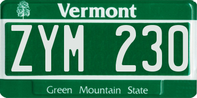 VT license plate ZYM230