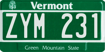 VT license plate ZYM231