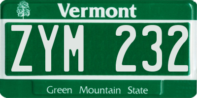 VT license plate ZYM232