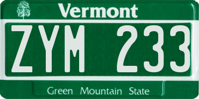 VT license plate ZYM233