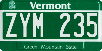 VT license plate ZYM235