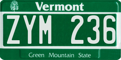 VT license plate ZYM236