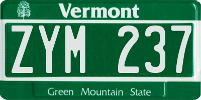 VT license plate ZYM237