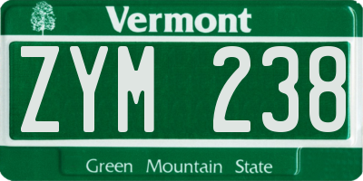 VT license plate ZYM238