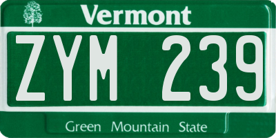 VT license plate ZYM239