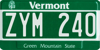 VT license plate ZYM240