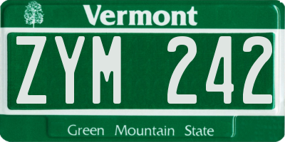 VT license plate ZYM242