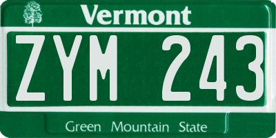 VT license plate ZYM243