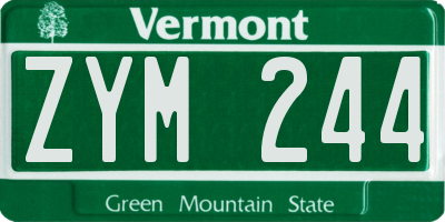 VT license plate ZYM244