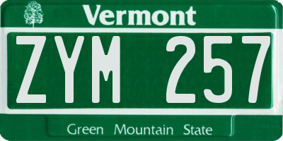 VT license plate ZYM257
