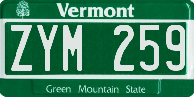 VT license plate ZYM259