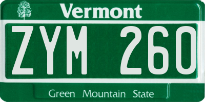 VT license plate ZYM260