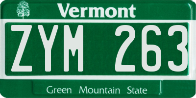VT license plate ZYM263