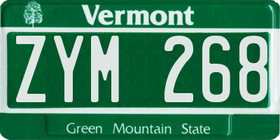 VT license plate ZYM268
